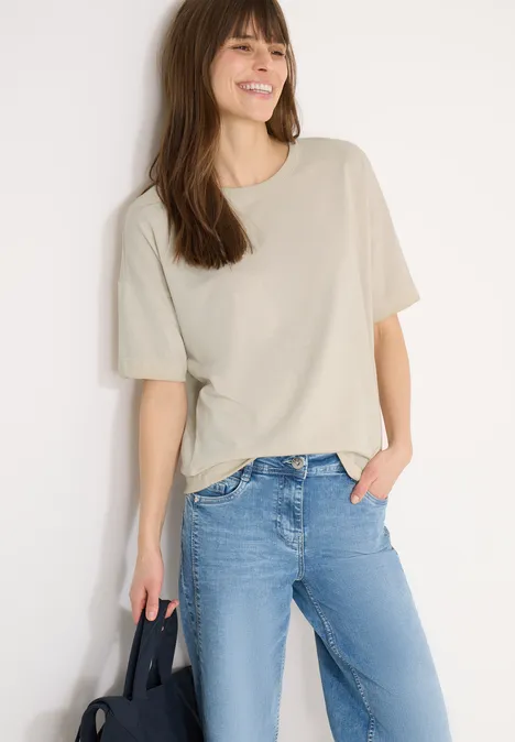 Kurzarm T-Shirt in Garment Dye Optik pearl beige