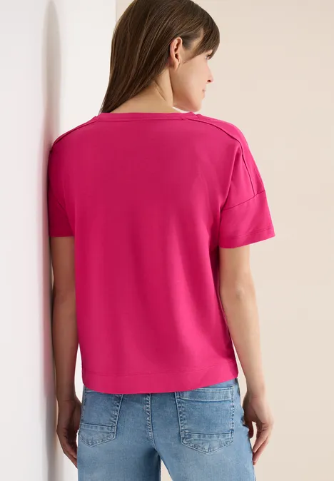Kurzarm T-Shirt mit Schulterdetail beetroot pink Kurzarm T-Shirt mit Schulterdetail beetroot pink