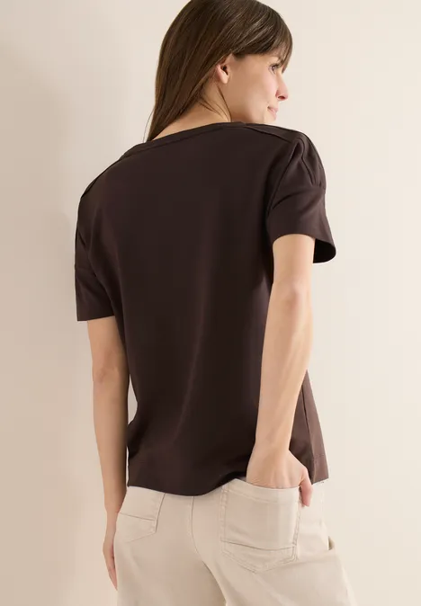 T-shirt avec détail d'épaule macchiato brown