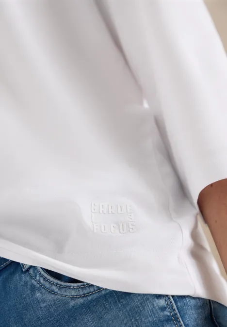 3/4-Arm Shirt mit Split Neck White