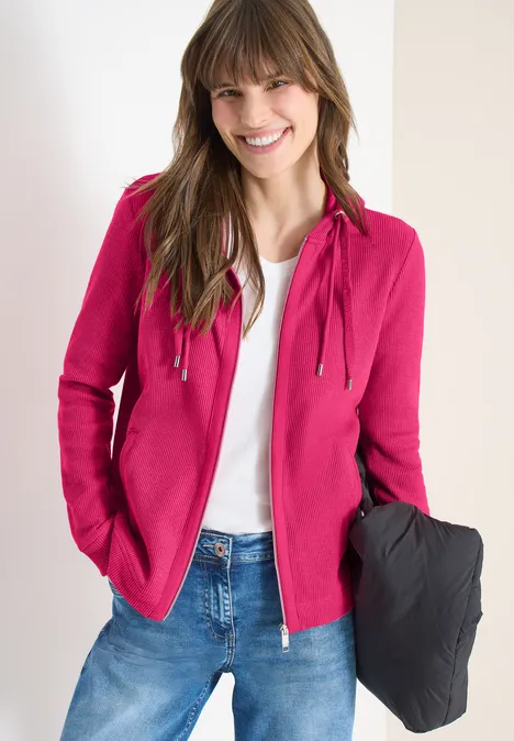 Jacke mit Kapuze und Streifenmuster beetroot pink Jacke mit Kapuze und Streifenmuster beetroot pink