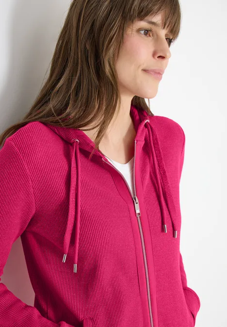Jacke mit Kapuze und Streifenmuster beetroot pink Jacke mit Kapuze und Streifenmuster beetroot pink