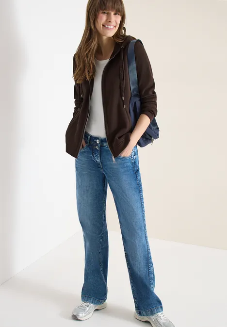 Langarm Jacke mit Kapuze und Taschen macchiato brown