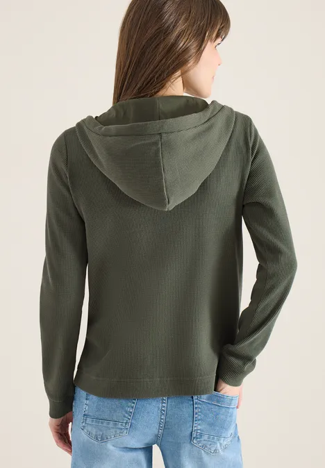 Langarm Jacke mit Kapuze und Taschen khaki