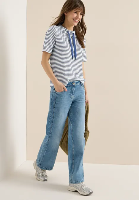 T-shirt à col funky et structure sporty denim blue