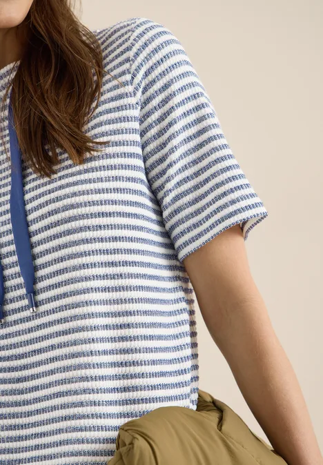 T-shirt à col funky et structure sporty denim blue