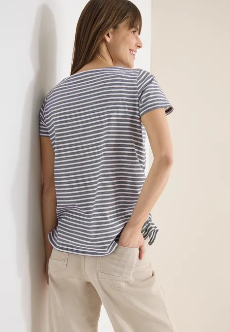 Kurzarm Shirt mit seitlicher Raffung universal blue Kurzarm Shirt mit seitlicher Raffung universal blue