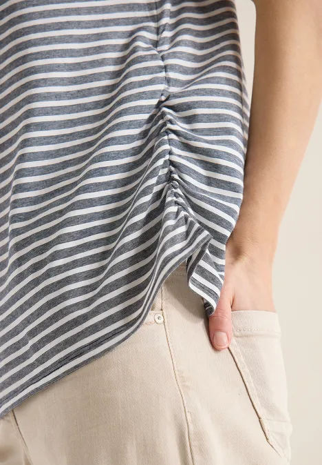 Kurzarm Shirt mit seitlicher Raffung universal blue Kurzarm Shirt mit seitlicher Raffung universal blue