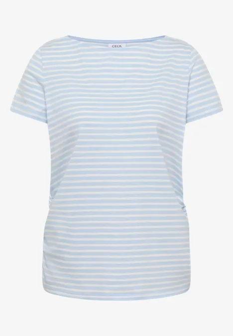 Kurzarm Shirt mit seitlicher Raffung light sky blue