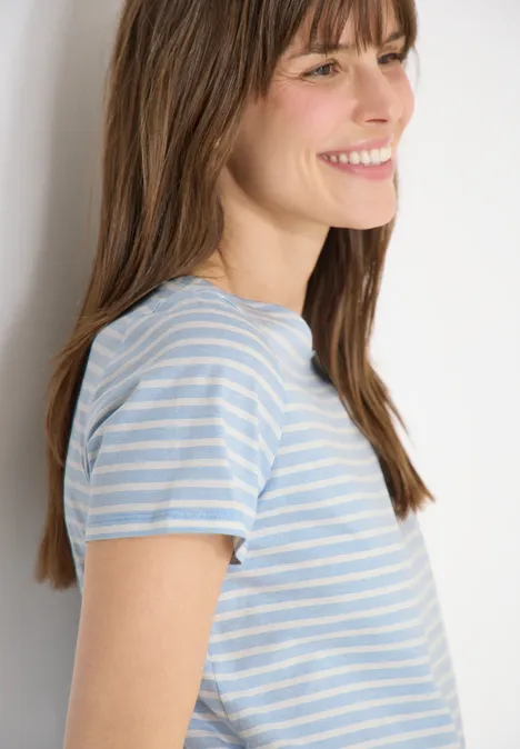 Kurzarm Shirt mit seitlicher Raffung light sky blue