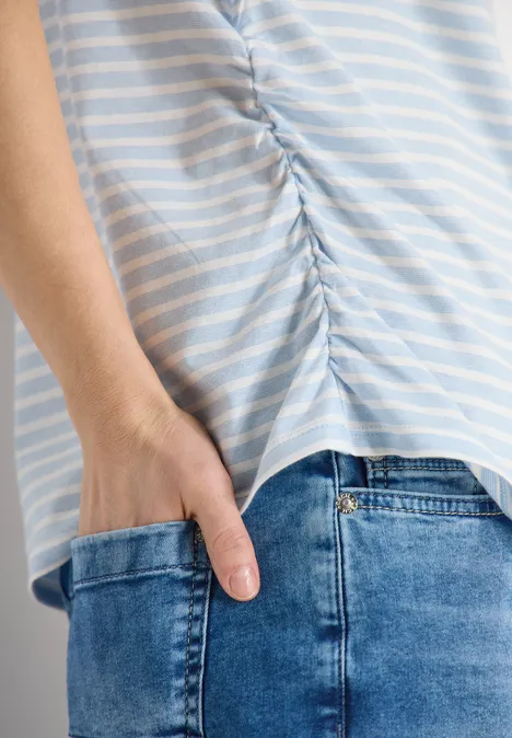 Kurzarm Shirt mit seitlicher Raffung light sky blue