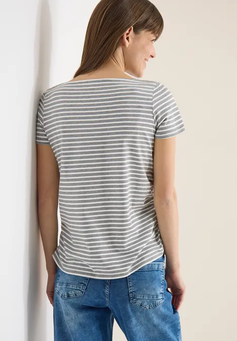 Kurzarm Shirt mit seitlicher Raffung khaki Kurzarm Shirt mit seitlicher Raffung khaki