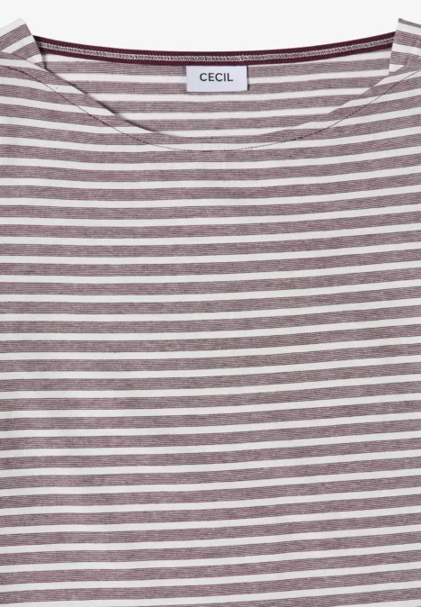 T-Shirt mit kurzem Arm, grauen und weißen horizontalen Streifen und Rundhalsausschnitt