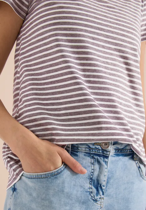 Kurzarm Shirt mit seitlicher Raffung sweet grape red