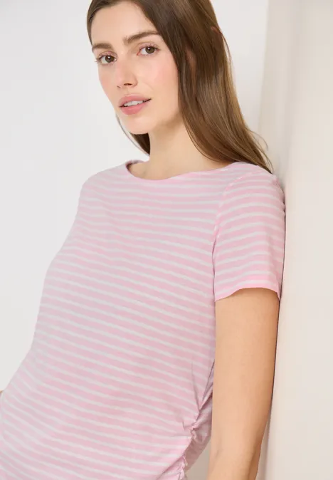 Kurzarm Shirt mit seitlicher Raffung light blush rose