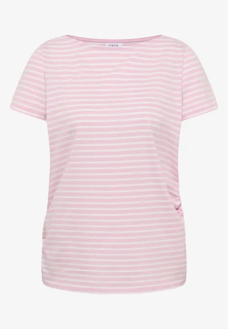 Kurzarm Shirt mit seitlicher Raffung light blush rose