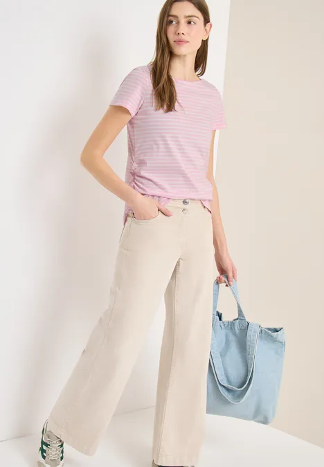 Kurzarm Shirt mit seitlicher Raffung light blush rose