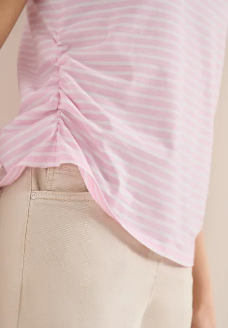 Kurzarm Shirt mit seitlicher Raffung light blush rose