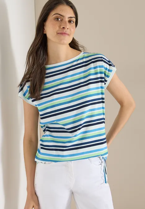 T-Shirt mit Rundhals und Raffung sporty denim blue