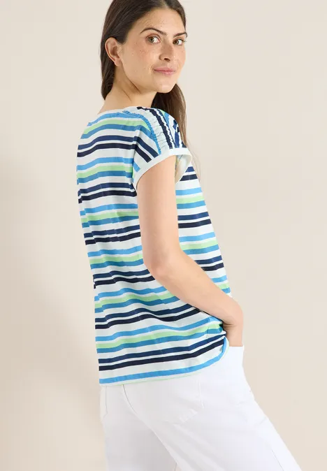 T-Shirt mit Rundhals und Raffung sporty denim blue
