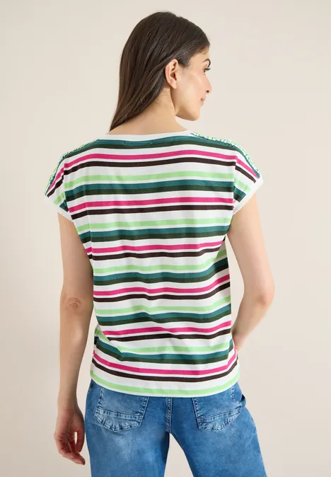 T-Shirt mit Rundhals und Raffung khaki