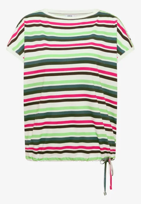 T-Shirt mit Rundhals und Raffung khaki