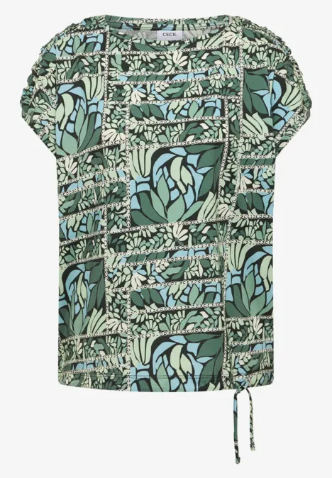 T-shirt à manches courtes avec imprimé patchwork raw khaki