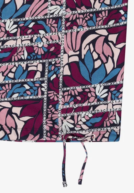 T-shirt à manches courtes avec imprimé patchwork deep plum