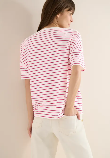 T-Shirt mit Boatneck und Streifen beetroot pink T-Shirt mit Boatneck und Streifen beetroot pink