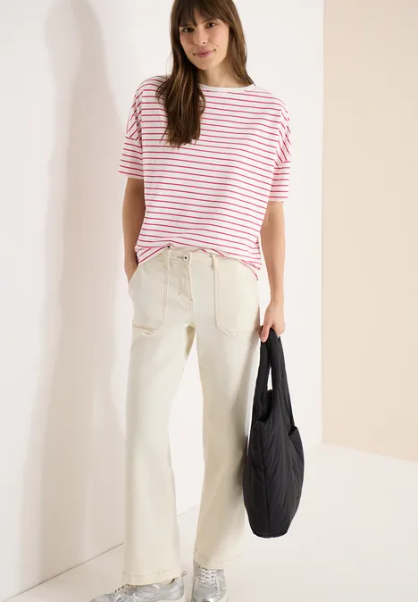 T-Shirt mit Boatneck und Streifen beetroot pink T-Shirt mit Boatneck und Streifen beetroot pink