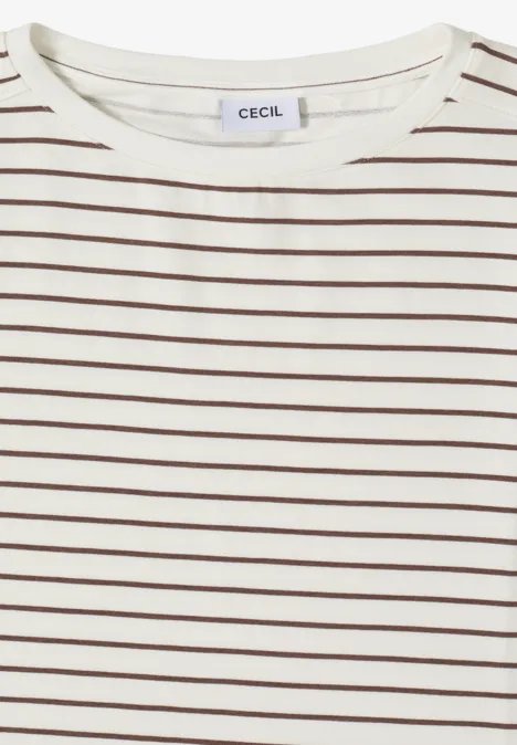T-Shirt mit Boatneck und Streifen urban taupe