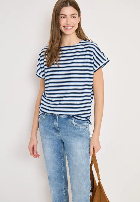 T-Shirt mit mehrfarbigen Streifen urban navy blue