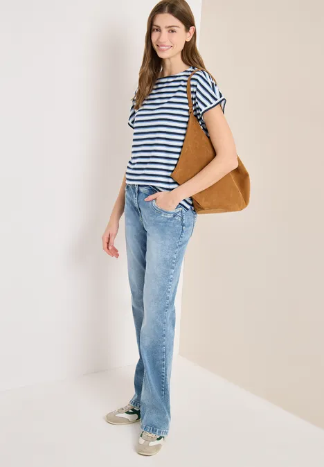 T-Shirt mit mehrfarbigen Streifen urban navy blue