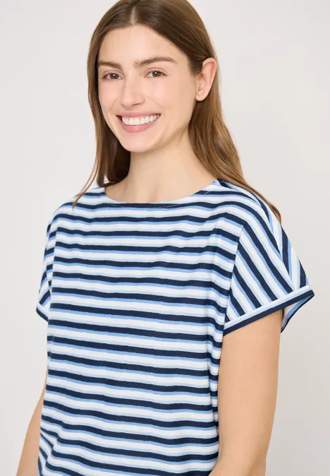 T-Shirt mit mehrfarbigen Streifen urban navy blue