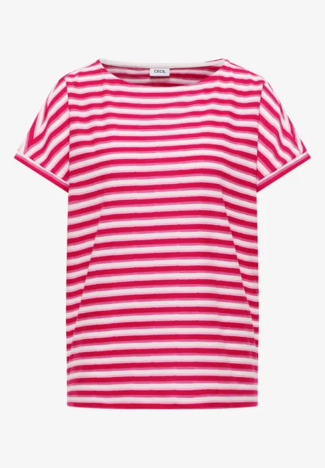 T-Shirt mit mehrfarbigen Streifen beetroot pink