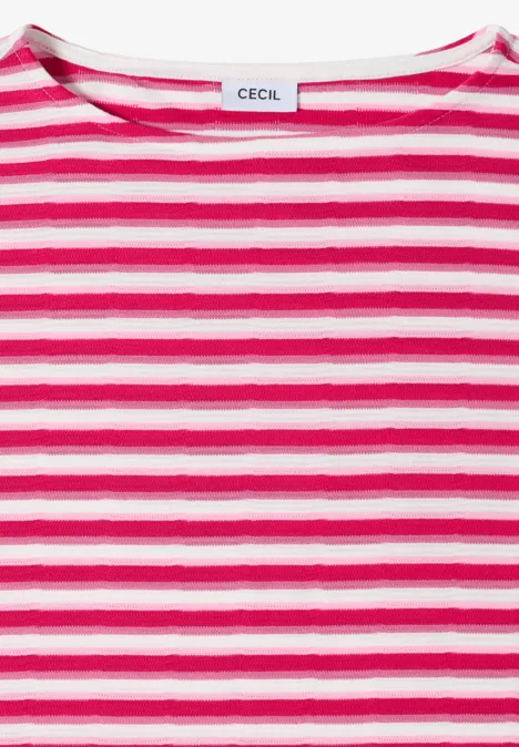 T-Shirt mit mehrfarbigen Streifen beetroot pink