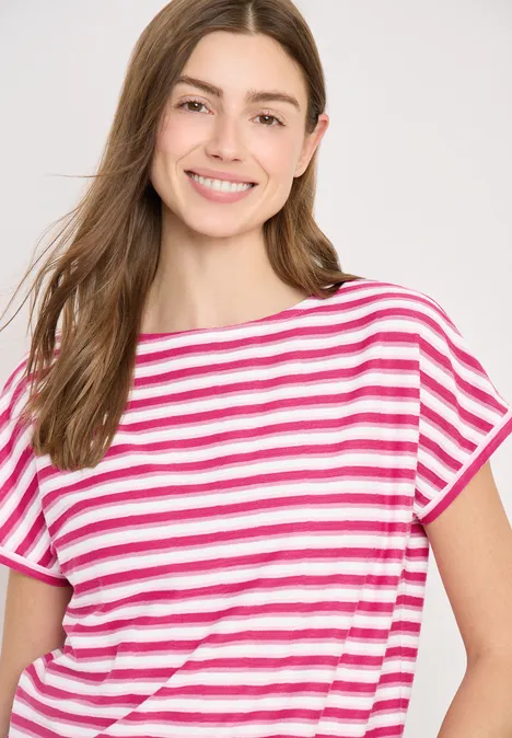 T-Shirt mit mehrfarbigen Streifen beetroot pink