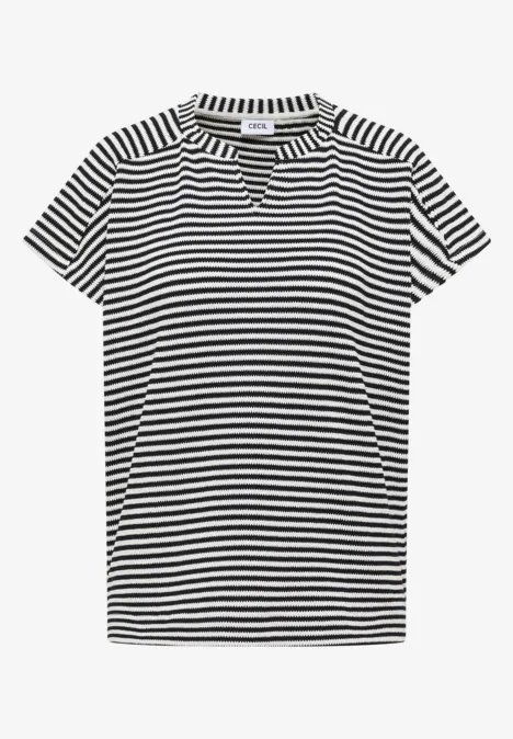 T-Shirt mit Split Neck und Struktur universal blue