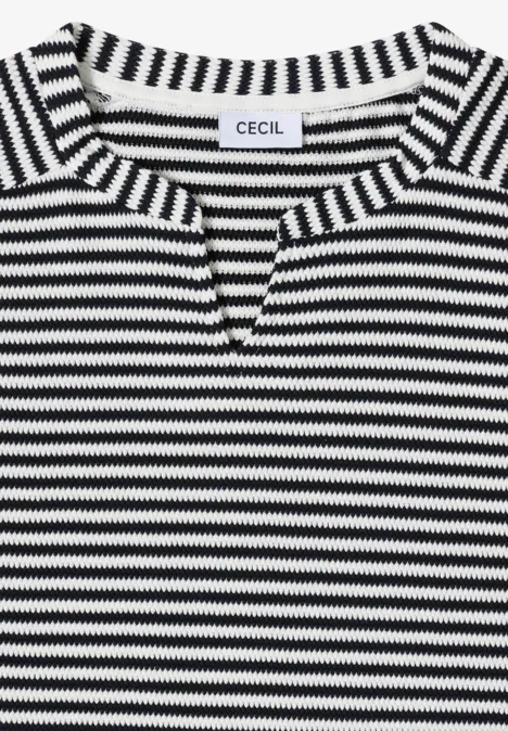 T-Shirt mit Split Neck und Struktur universal blue