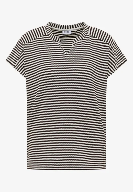 T-Shirt mit Split Neck und Struktur macchiato brown T-Shirt mit Split Neck und Struktur macchiato brown