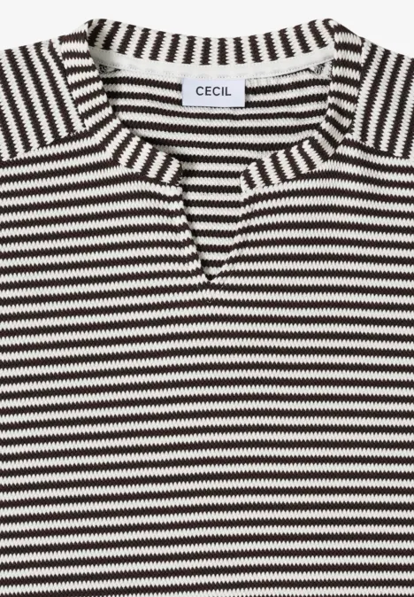 T-Shirt mit Split Neck und Struktur macchiato brown T-Shirt mit Split Neck und Struktur macchiato brown