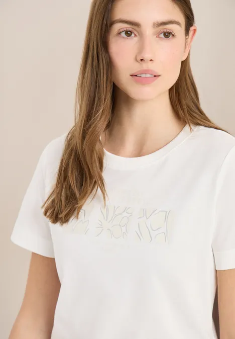 T-shirt basique avec impression sur le devant vanilla white