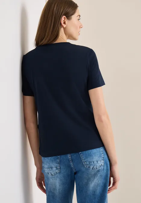 Basic T-Shirt mit Rundhals und Print universal blue