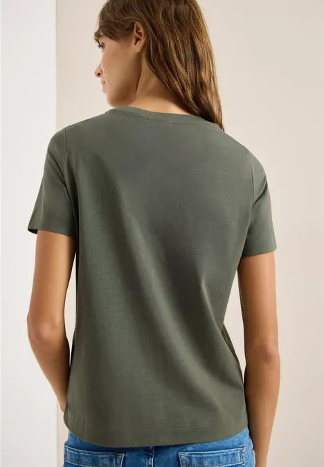 T-shirt basique avec imprimé sur le devant khaki T-shirt basique avec imprimé sur le devant khaki