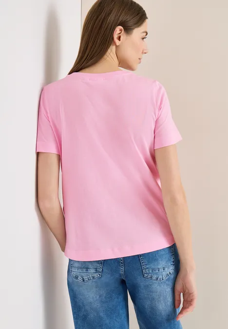 Basic T-Shirt mit Rundhals und Print light blush rose