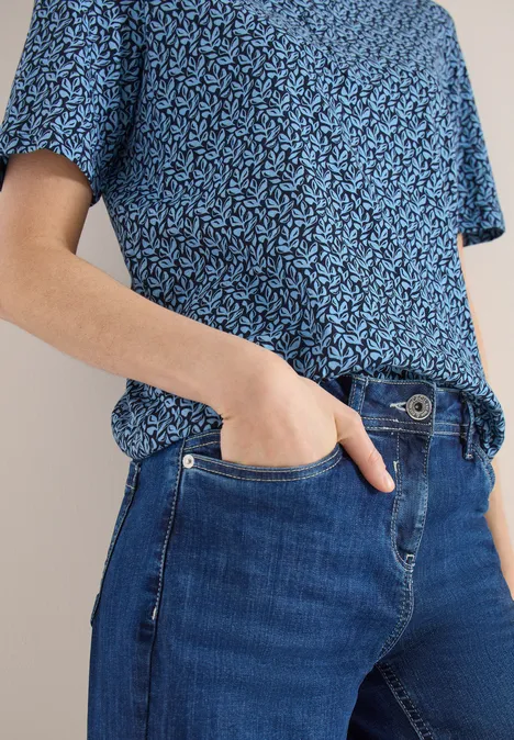 Shirt met gespleten hals en print universal blue