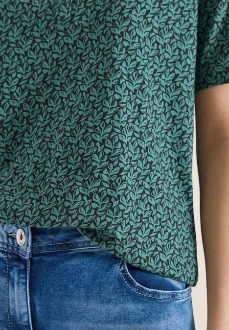 T-shirt avec split neck et imprimé raw khaki