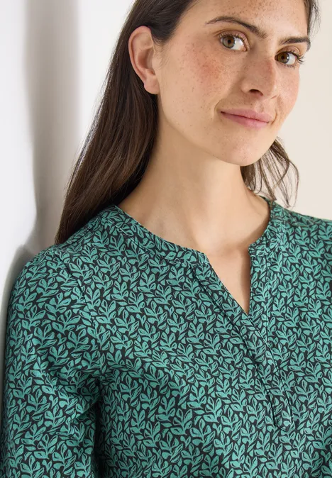 T-shirt avec split neck et imprimé raw khaki