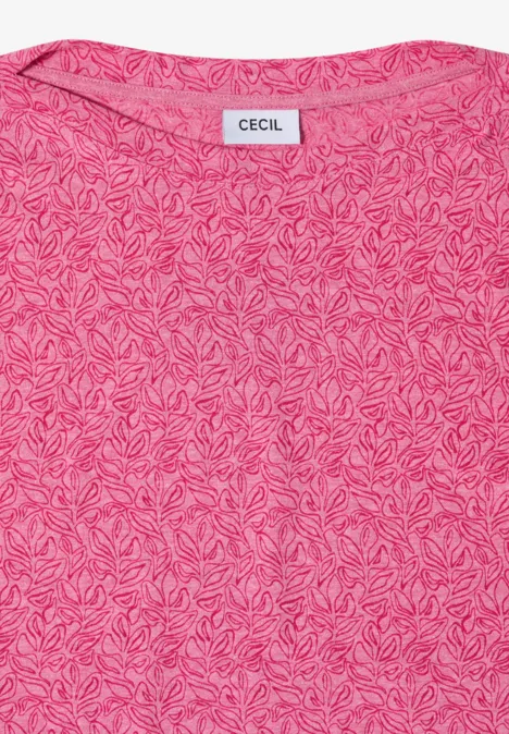 Shirt im Ausbrenner-Look mit Boatneck beetroot pink melange