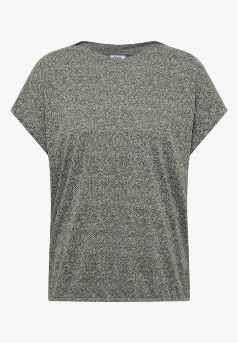 Shirt in burnout look met boothals khaki melange